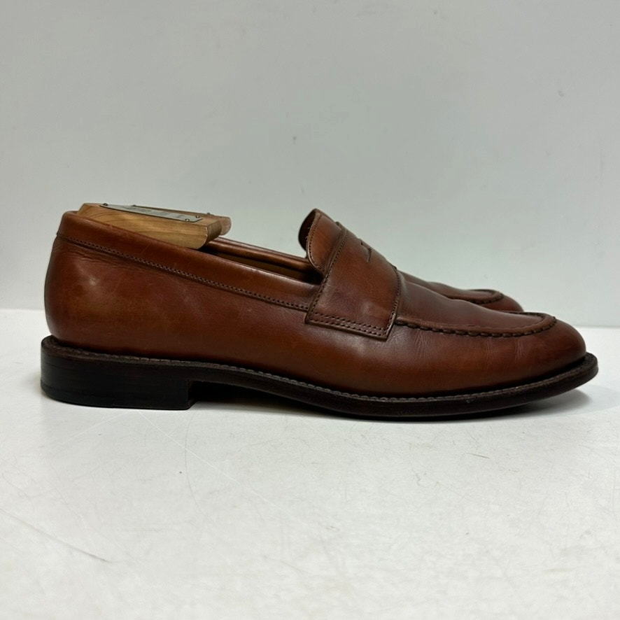 Excellent Grant Stone X J. Crew Ludlow Penny Loafer Brown Leather Bench Made 9 — image 2 of 8